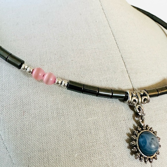 Hematite Blue Pendant Necklace - Picture 3 of 10